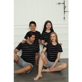 Moda Çizgi 50115 Aile Baba - Oğul Penye Şortlu Pijama Takım