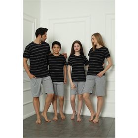 Moda Çizgi 50115 Aile Baba - Oğul Penye Şortlu Pijama Takım