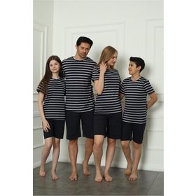 Moda Çizgi 50117 Aile Anne - Kız Penye Şortlu Pijama Takım