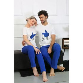 Moda Çizgi 50129 Pamuk Penye Sevgili Kombini Beyaz Pijama Takımı