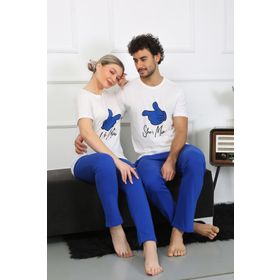 Moda Çizgi 50129 Pamuk Penye Sevgili Kombini Beyaz Pijama Takımı