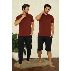 Moda Çizgi 6824 3'lü Bordo Erkek Pijama Takımı