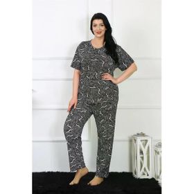 Moda Çizgi 75011 Siyah Büyük Beden Kısa Kol Kadın Pijama Takımı