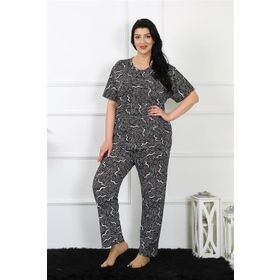 Moda Çizgi 75011 Siyah Büyük Beden Kısa Kol Kadın Pijama Takımı