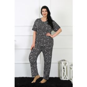 Moda Çizgi 75011 Siyah Büyük Beden Kısa Kol Kadın Pijama Takımı