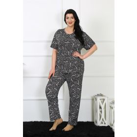Moda Çizgi 75011 Siyah Büyük Beden Kısa Kol Kadın Pijama Takımı