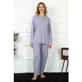 Moda Çizgi 75013 Lila Büyük Beden Uzun Kol Kadın Pijama Takımı