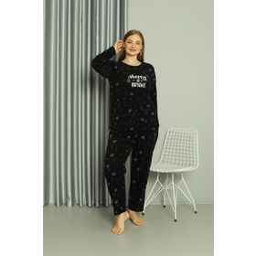 Moda Çizgi 808043 Welsoft Polar Büyük Beden Kadın Pijama Takımı