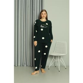Moda Çizgi 808045 Welsoft Polar Büyük Beden Petrol Rengi Kadın Pijama Takımı