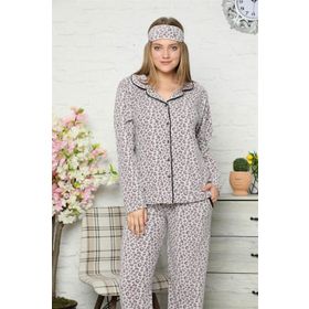 Moda Çizgi 8082 Gri Polar Önden Düğmeli Kadın Pijama Takımı