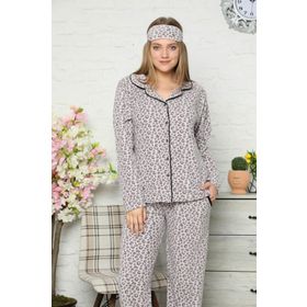 Moda Çizgi 8082 Gri Polar Önden Düğmeli Kadın Pijama Takımı