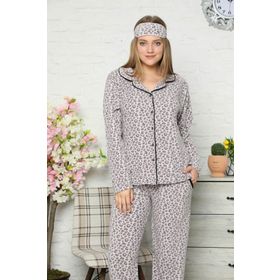 Moda Çizgi 8082 Gri Polar Önden Düğmeli Kadın Pijama Takımı