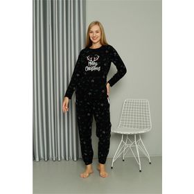 Moda Çizgi 8514 Siyah Welsoft Polar Kadın Pijama Takımı