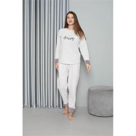 Moda Çizgi 8515 Beyaz Welsoft Polar Kadın Pijama Takımı