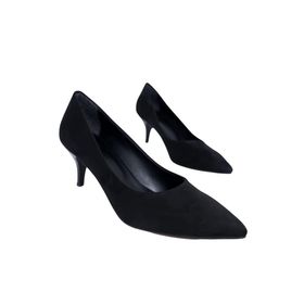 Modabuymus Candy Süet Kısa Stiletto Siyah Kadın Topuklu Ayakkabı