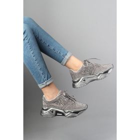 Modabuymus Dofi Gri Taşlı Sneaker Kadın Spor Ayakkabı