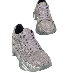 Modabuymus Dofi Gri Taşlı Sneaker Kadın Spor Ayakkabı