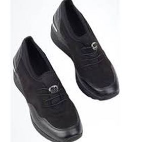 Modabuymus Dolgu Tabanlı Esnek Siyah Stonestar Spor Ayakkabı Sneaker
