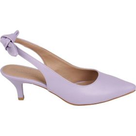 Modabuymus Minipony Arkadan Fiyonklu Stiletto Lila Mor Kadın Topuklu Ayakkabı