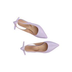 Modabuymus Minipony Arkadan Fiyonklu Stiletto Lila Mor Kadın Topuklu Ayakkabı