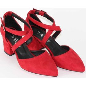 Modabuymus Stiletto Kırmızı Süet Topuklu Kadın Ayakkabı