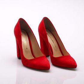 Modabuymus Stiletto Kırmızı Süet Topuklu Kadın Ayakkabı