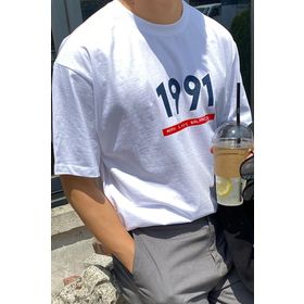 Modagen Erkek 1991 Baskılı Oversize Beyaz T-shirt
