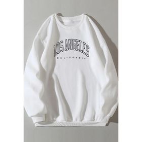 Modagen Kadın Beyaz Bisiklet Yaka Los Angeles Baskılı Sweatshirt