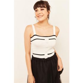 ModaHep Beyaz Askılı Crop Kadın Bluz