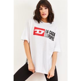 ModaHep Beyaz Baskılı Kadın T-Shirt