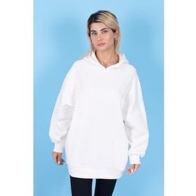 ModaHep Beyaz Oversize Kapüşonlu Kadın Sweatshirt