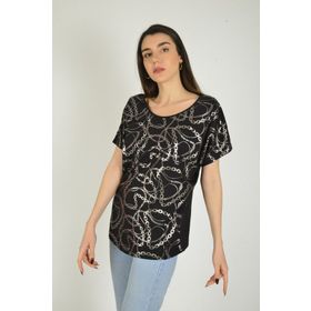 ModaHep Siyah Baskılı Kadın T-shirt