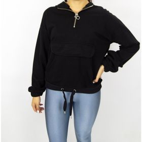 ModaHep Siyah Fermuarlı Kadın Sweatshirt