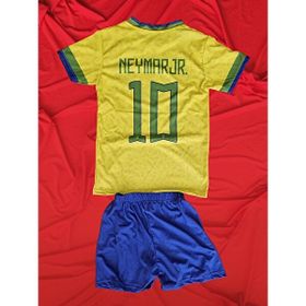 Modajur Brezilya Neymar Özel Tasarım Sarı Yeşil Çocuk Alt Üst Takım Forma
