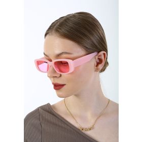 ModaLand Dikdörtgen Retro Unisex Pembe Kadın Güneş Gözlüğü