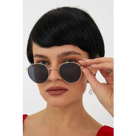 ModaLand Loria Oval Gold Çerçeve Siyah Unisex Güneş Gözlüğü