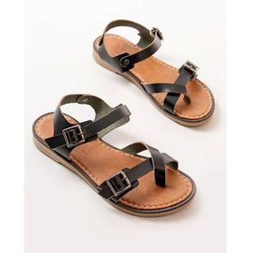 Modaleesta 205-091 Siyah Ortopedik Hakiki Deri Kadın Sandalet