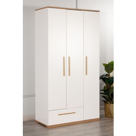 Modalife Eva 301 3 Kapaklı 1 Çekmeceli Ceviz Beyaz Gardrop