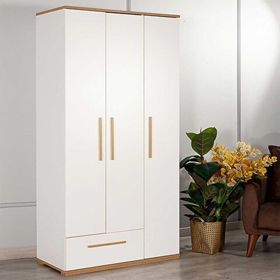 Modalife Eva 301 3 Kapaklı 1 Çekmeceli Ceviz Beyaz Gardrop