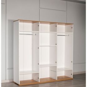 Modalife Eva 602 6 Kapaklı 2 Çekmeceli Ceviz Beyaz Gardrop