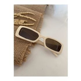 Modalucci Vintage Model Baklava Desen Detaylı Krem Unisex Güneş Gözlüğü