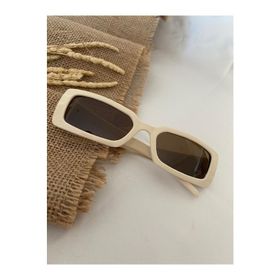 Modalucci Vintage Model Baklava Desen Detaylı Krem Unisex Güneş Gözlüğü