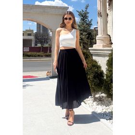 Modaplaza Fırfırlı Siyah Uzun Kadın Etek