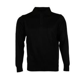Modarar RAR00645 Siyah Polo Yaka Yünlü Klasik Normal Kesim Erkek Kazak
