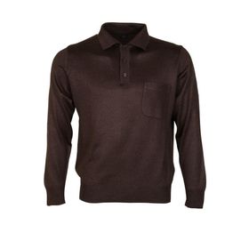 Modarar RAR00684 Polo Yaka Yünlü Koyu Kahverengi Klasik Normal Kesim Erkek Kazak