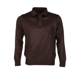 Modarar RAR00684 Polo Yaka Yünlü Koyu Kahverengi Klasik Normal Kesim Erkek Kazak