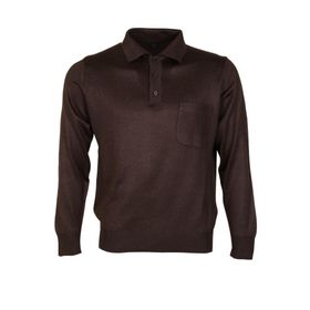 Modarar RAR00684 Polo Yaka Yünlü Koyu Kahverengi Klasik Normal Kesim Erkek Kazak