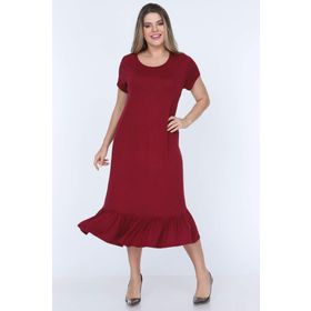 Modayız 11E-0704 Bordo Fırfırlı Kadın Elbise