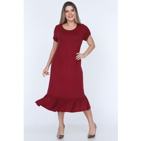 Modayız 11E-0704 Bordo Fırfırlı Kadın Elbise
