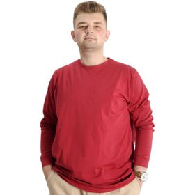 Mode XL 20103 Bordo Manşetli Uzun Kol Erkek T-Shirt